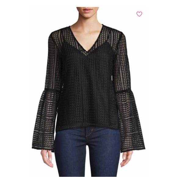 Derek Lam Crosby Lace Bell-Sleeve Black Blouse~4‎ - Picture 1 of 5